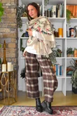 Patrick Plaid Brushed Cotton 7/8 Barrel Pant Chocolate